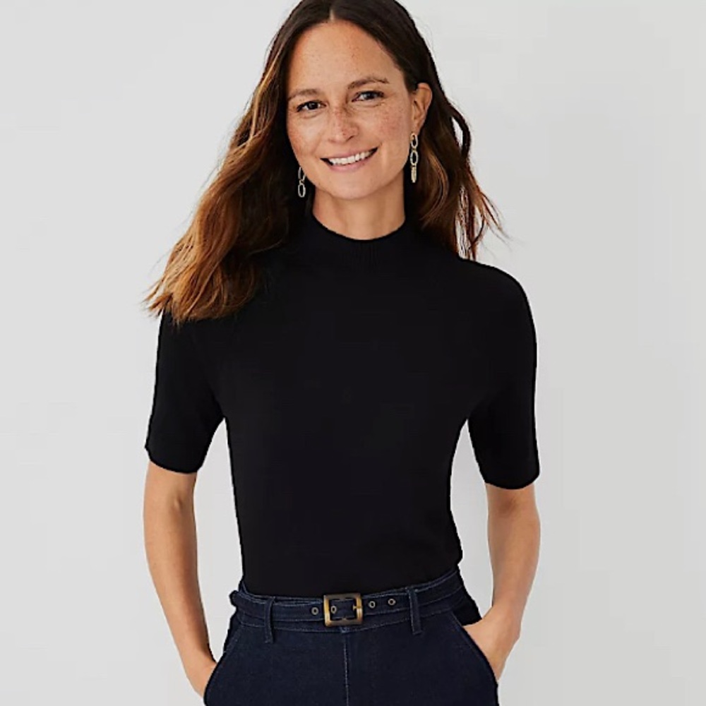 Ann Taylor Mock Neck Sweater Tee